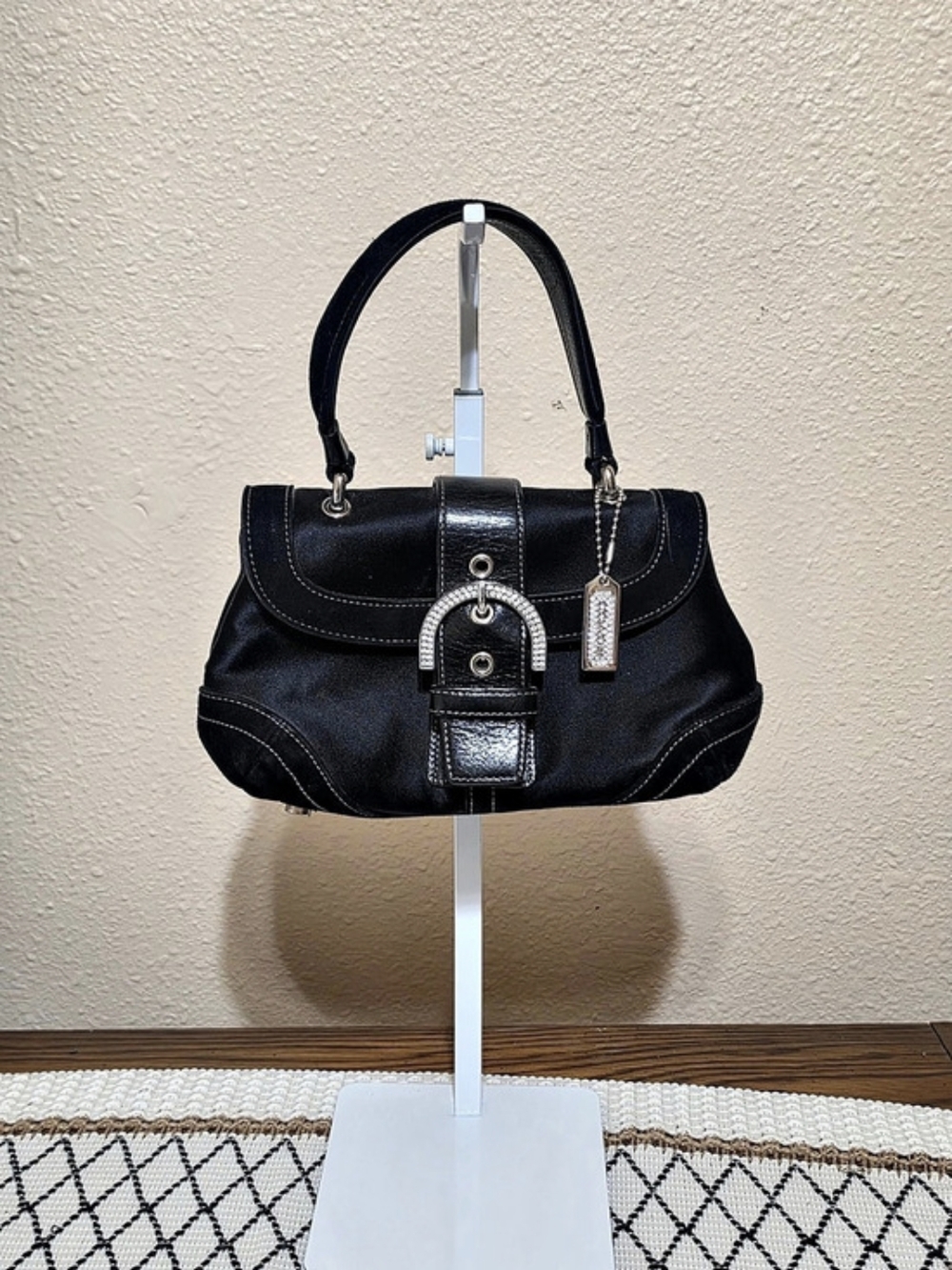 Coach Soho Rhinestone Buckle Flap Bag Black